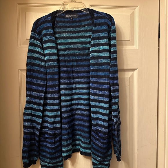 Jones New York Striped Multicolored Open Faced Cardigan, Size L, Great Condition - Picture 1 of 2